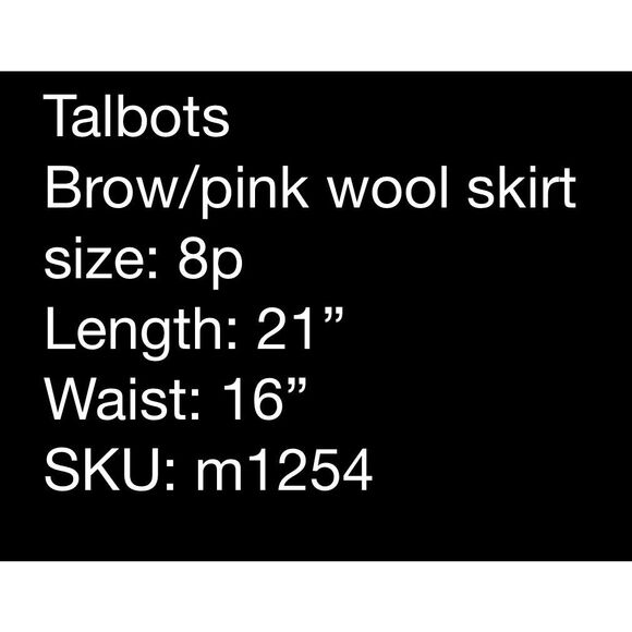 Talbots pink and brown wool plaid skirt- size 8p - Picture 7 of 7